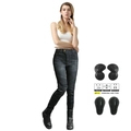 Women's charcoal motorcycle riding jeans with CE protectors and accordion stretch panels - EU 25 / Vintage Black