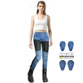 Jeans da moto blu da donna con protezioni rimovibili e pannelli elasticizzati - EU 25 / Blu (JES-4-L)