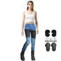 Motorjeans voor dames in blauw met beschermende pads en rekbare shirring-panelen - EU 25 / JES-4-L (Standaard Beschermende Uitrusting) / Blauw