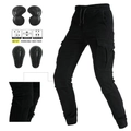 Black cargo motorcycle pants with CE certified removable knee pads and stretch panels - XS / Black