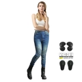 Women's blue motorcycle riding jeans with CE certified knee pads and stretch panels - EU 25 / Vintage Blue