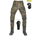 Détail des protections amovibles certifiées CE pour genoux et hanches de pantalon moto - XS / Camouflage Vert