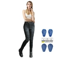 Women's black motorcycle jeans with stretch shirring panels and removable CE protectors - EU 25 / Vintage Black
