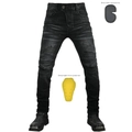 Vaqueros de moto para hombre con almohadillas protectoras y paneles elásticos en rodilla - XXS / Negro y Gris