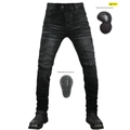 Jeans da moto neri con ginocchia a fisarmonica e set di protezioni rimovibili - XXS / Nero Antracite Potenziato (JES-3-L)