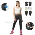 Women's motorcycle cargo pants with removable CE armor and dark grey camo pattern - XXS / Black Camo