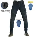Pantaloni da moto invernali da uomo con fodera termica e protezioni in silicone rimovibili - XXS / Blu