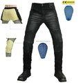 Jeans da moto uomo con protezioni certificate CE su ginocchia e fianchi in grigio scuro - XXS / Nero