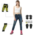 Jeans da moto blu per donna con protezioni rimovibili e pannelli elasticizzati ginocchio - XXS / Blu