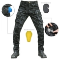 Vaqueros de moto de camuflaje para hombre con protectores y bolsillos cargo gris oscuro - XS / Camuflaje Azul