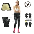 Jeans da moto per donna grigio scuro con protezioni per ginocchia e fianchi - XXS / Nero (Con Armatura Potenziata)