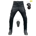 Wasserdichte Herren Motorradhose mit CE-Protektoren und Cargo-Taschen im taktischen Design - XXS / Schwarz (Mit Protektoren)