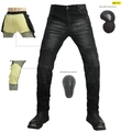 Jeans da moto grigio scuro con protezioni certificate CE per ginocchia e fianchi - XXS / Nero Protezioni Potenziate