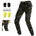 Men's camouflage motorcycle cargo pants with removable knee pads and elastic drawstring waist - XS / Camouflage