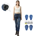 Jeans da moto blu scuro da donna con fodera in pile e protezioni certificate CE incluse - XXS / Blu (Con Protezioni in Silicone)