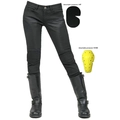 Pantaloni da moto in denim nero con pannelli in rete traspirante e protezioni per le ginocchia - XXS / Nero