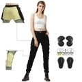 Pantalones cargo de moto negros para mujer con protectores extraíbles en rodilla y cadera - XXS / Negro Protecciones Mejoradas