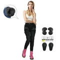Women's black thermal motorcycle jeans with fleece lining and protective pads - XXS / Black