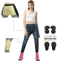 Vaqueros de moto para mujer en azul con protectores CE de cadera y rodilla extraíbles - XXS / Azul Con Protectores Mejorados