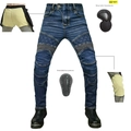 Jeans da moto blu con protezioni CE e inserti elasticizzati per massima sicurezza - XXS / Blu Scuro (Con Protezioni Migliorate)