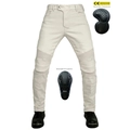 Pantaloni da moto uomo bianco sporco con protezioni rimovibili certificate CE per ginocchia - XXS / Bianco Sporco