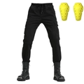 Men's motorcycle cargo pants with protective gear inserts and ankle cuffs in black - S / Black Pants And Protective Gear