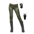 Pantaloni da moto verde militare con mesh traspirante e protezioni rimovibili per ginocchia - XS / Verde Militare