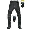 Wasserdichte Motorradhose mit CE-Protektoren und weißen Kontrastnähten für Herren - XS / Schwarz (Upgrade Schutz)