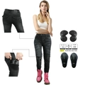 Jeans da moto donna grigio antracite con protezioni CE rimovibili e inserti stretch - XXS / Nero e Grigio