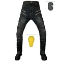 Jeans da moto grigio scuro con protezioni regolabili e tasche cargo di tipo tattico - XXS / Nero