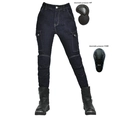 Jeans da moto da donna in denim blu scuro, vestibilità slim con protezioni rimovibili - XXS / Blu