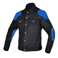 Veste de moto rétro noire pour hommes avec protections bleues en nid d'abeille - S / Noir