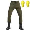 Army green cargo motorcycle riding pants with protective knee pads and drawstring waist - S / Green Pants And Protective Gear