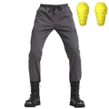 Dark grey biker cargo pants with elastic drawstring waist and yellow protective knee pads - S / Gray Pants And Protective Gear