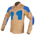 Chaqueta de moto kaki con protectores azules de nido de abeja en hombros y pecho - S / Caqui