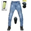 Pantaloni da moto con protezioni CE rimovibili e fodera in aramide anti-abrasione - XXS / Blu