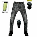Dettaglio jeans da moto con fibra Kevlar, ginocchiere e protezioni fianchi certificate CE - XXS / Nero