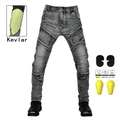 Jeans da moto uomo grigi retrò con Kevlar e protezioni per ginocchia rimovibili - XS / Nero