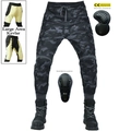 Dettagli dei pantaloni da moto con fodera in Kevlar e protezioni CE rimovibili - XS / Mimetico