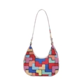 Bolso baguette de fieltro con patrones geométricos coloridos y correa de hombro - Multicolor