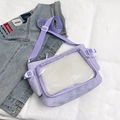 Lavender Ita bag with clear window and adjustable strap for displaying enamel pins - Purple