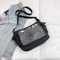 Black canvas ita bag with large transparent window and adjustable shoulder strap - Black