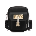 Cute black Japanese style student crossbody bag with bear pendant and adjustable strap - Black (BX Series)