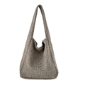 Bruingrijze fleece tote tas voor dames met minimalistisch hobo-ontwerp - Grijs