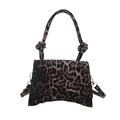 Chic leopard print hourglass handbag with knotted handle and adjustable shoulder strap - Coffee Leopard