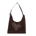 Bolso hobo vintage marrón oscuro en cuero brillante con correa anudada y hebilla - Sin colgante / Marrón