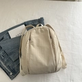 Minimalist beige nylon travel backpack with water-resistant fabric and large capacity - Khaki