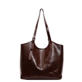 Vintage donkerbruine shopper van oliewasleer met verstelbare riemen voor dagelijks werk - Eén maat / koffiekleur