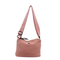 Sac fourre-tout rose en nylon avec bandoulière noire réglable et logo circulaire - Rose