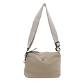 Sac bandoulière en nylon beige avec logo floral en métal et large bandoulière réglable - Kaki
